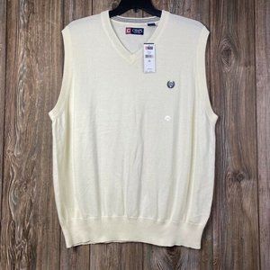 Chaps Mens Classic Sweater Vest Ivory V Neck